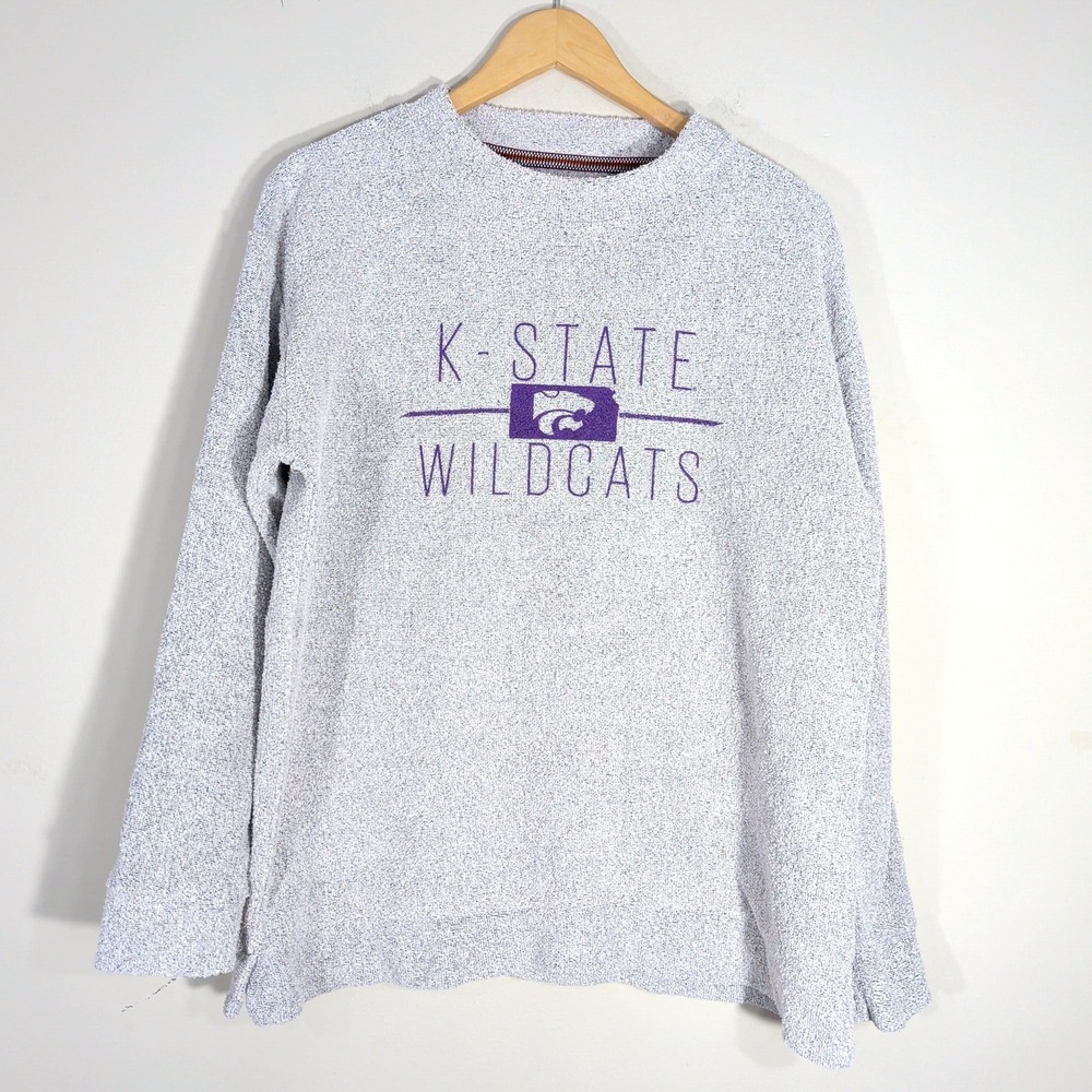 Pressbox Gray Sweatshirt; K-State Wildcats Comfy Terry Pullover